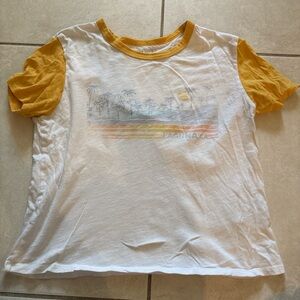 White and Yellow Graphic T-Shirt
